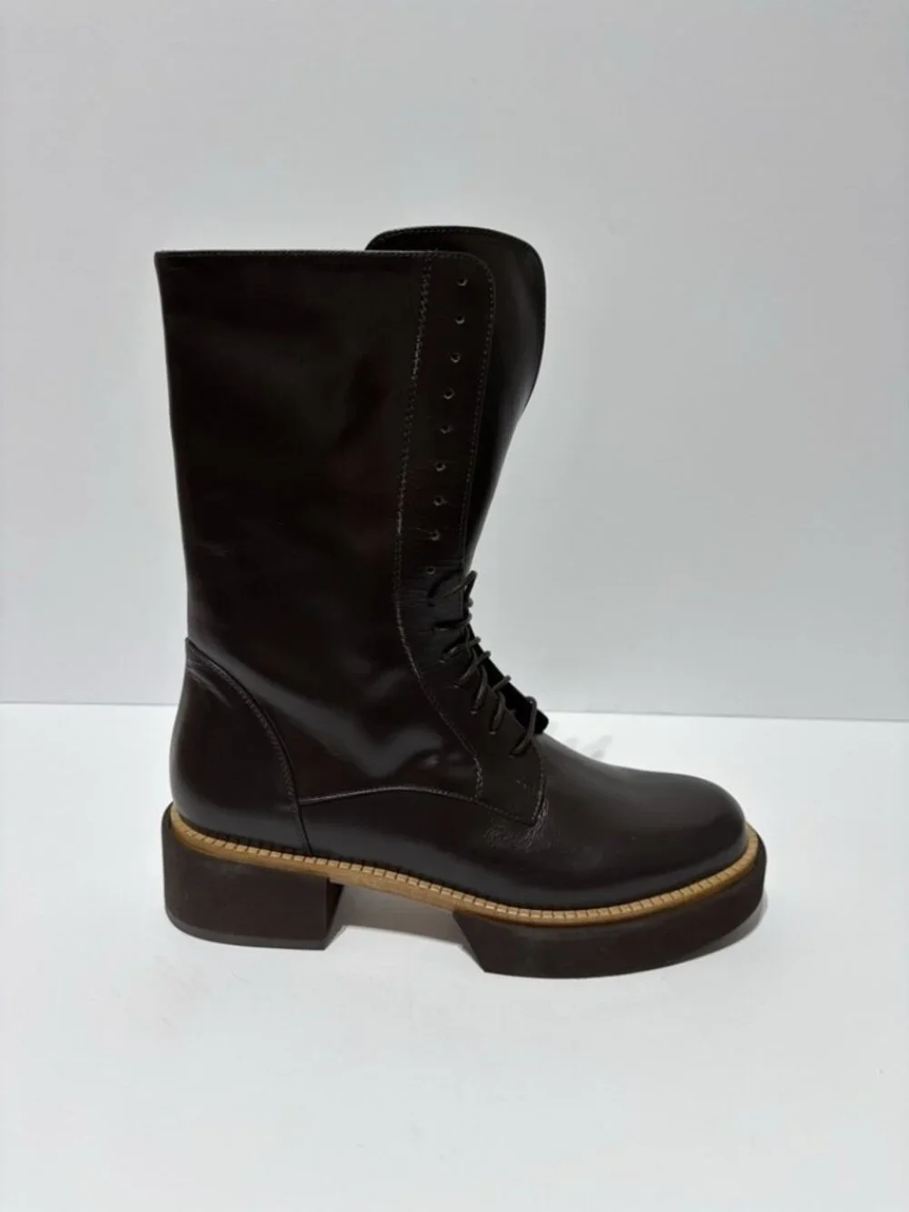 Paloma Barcelo Women’s Marais Brown Leather Boots, Size EUR 39, US 9 M